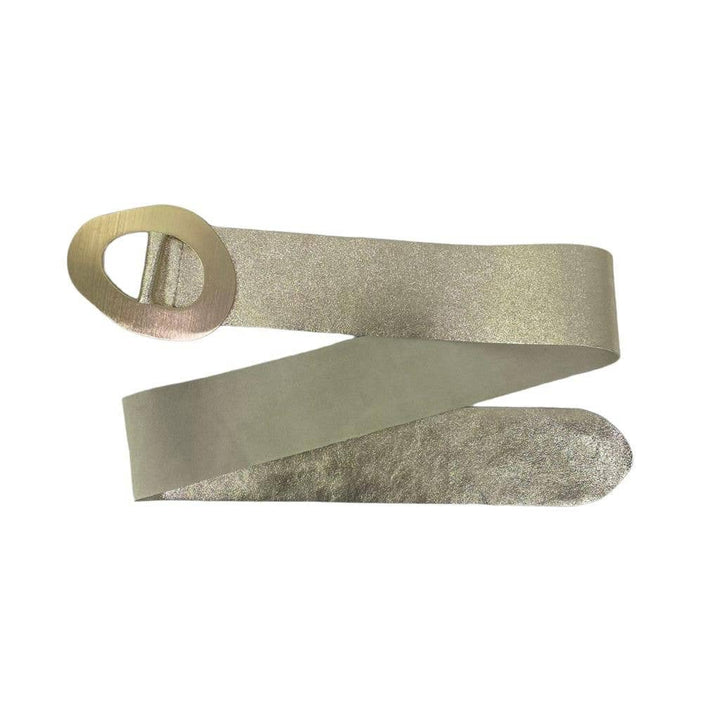 Metallic Leather Suede Belt : Olive green