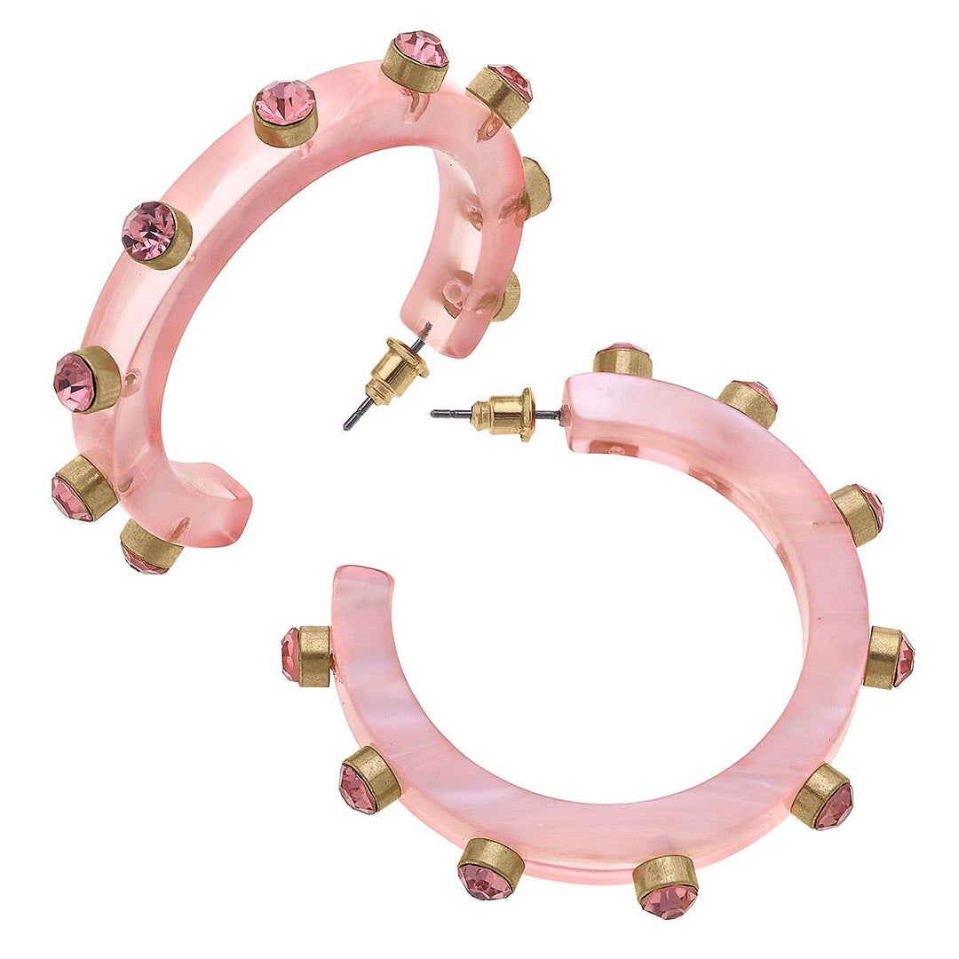 Renee Resin and Rhinestone Hoop Earrings: Cocoa