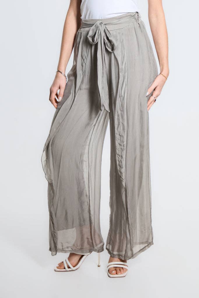 Wrap Front Silk Pant (PL214):Black