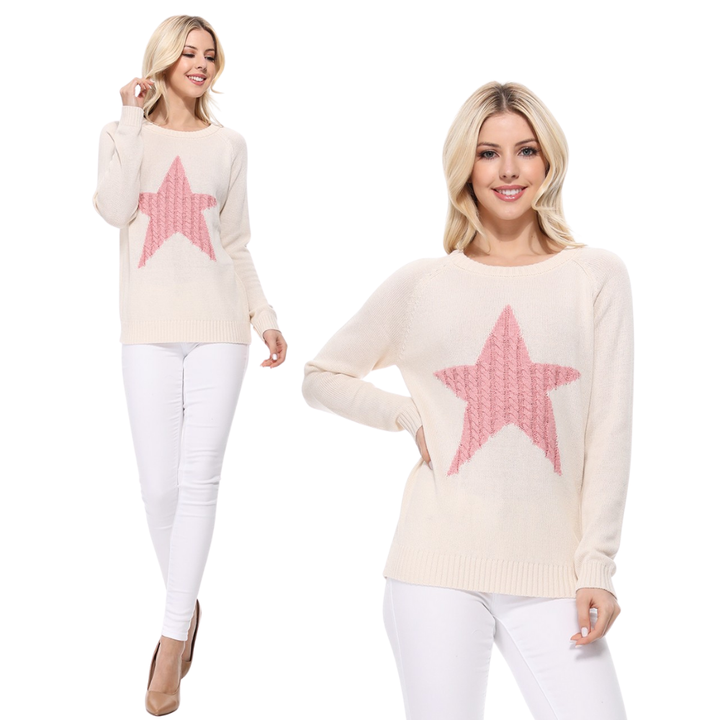 Star Sweater MK3506STAR: NAVY/OATMEAL / S