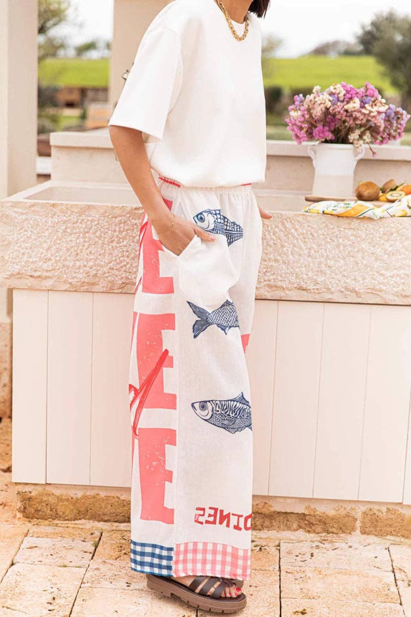 Wide-Leg Casual Pants: PINK / L