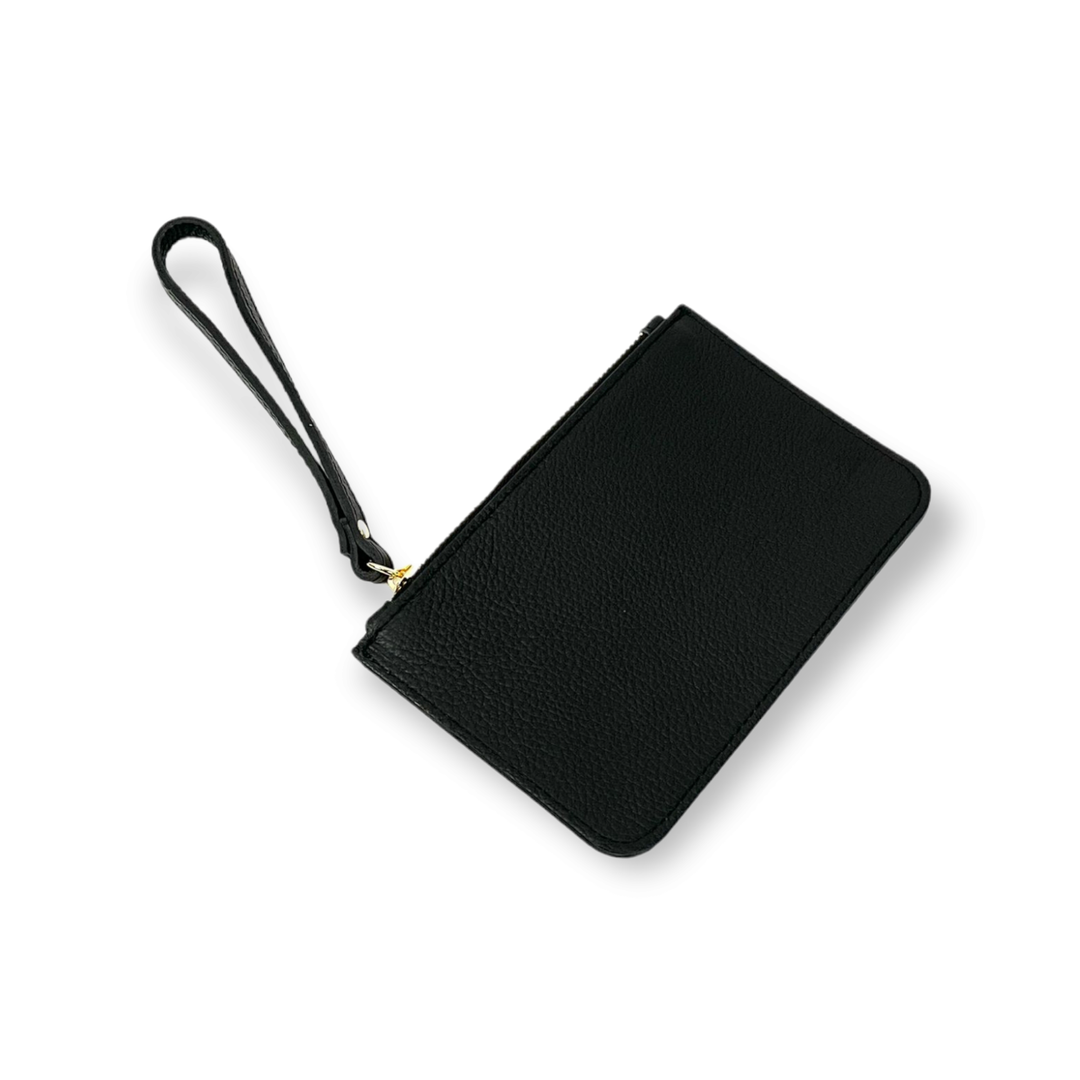 Genuine Leather Bag Wrist Strap: Black / Large