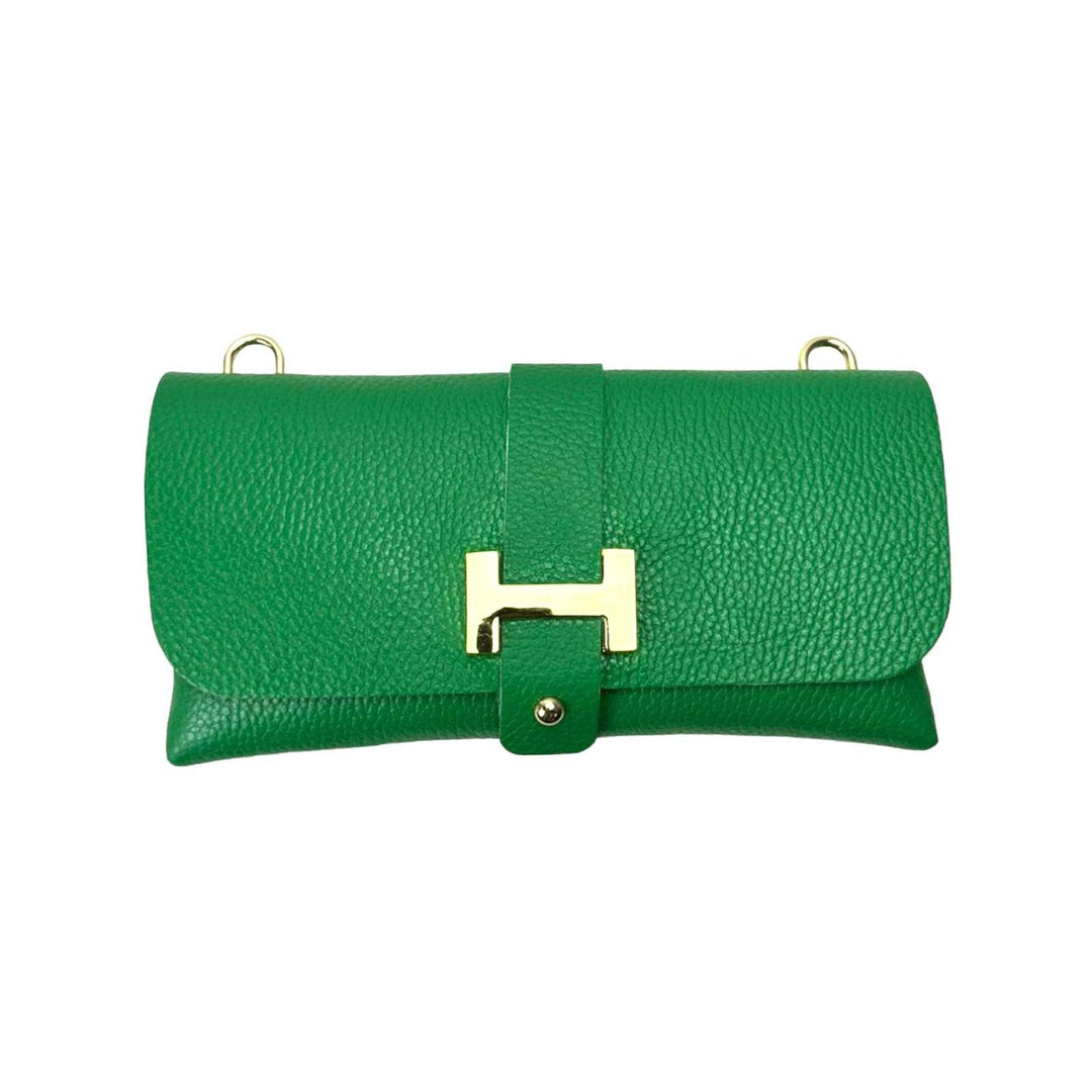Leather Bag with Chain Handle: Electric Blue