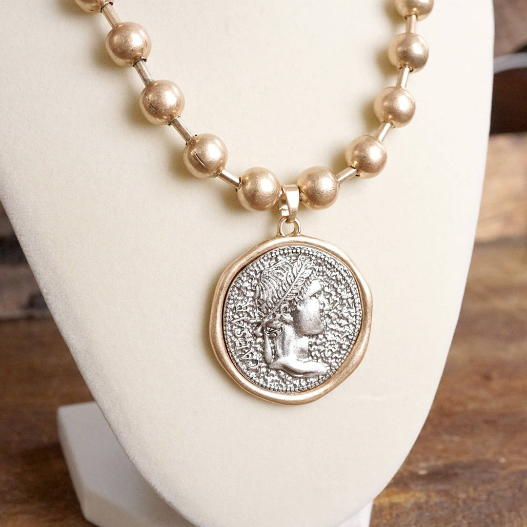 Coin Chunky Ball Chain  Neck: Silver