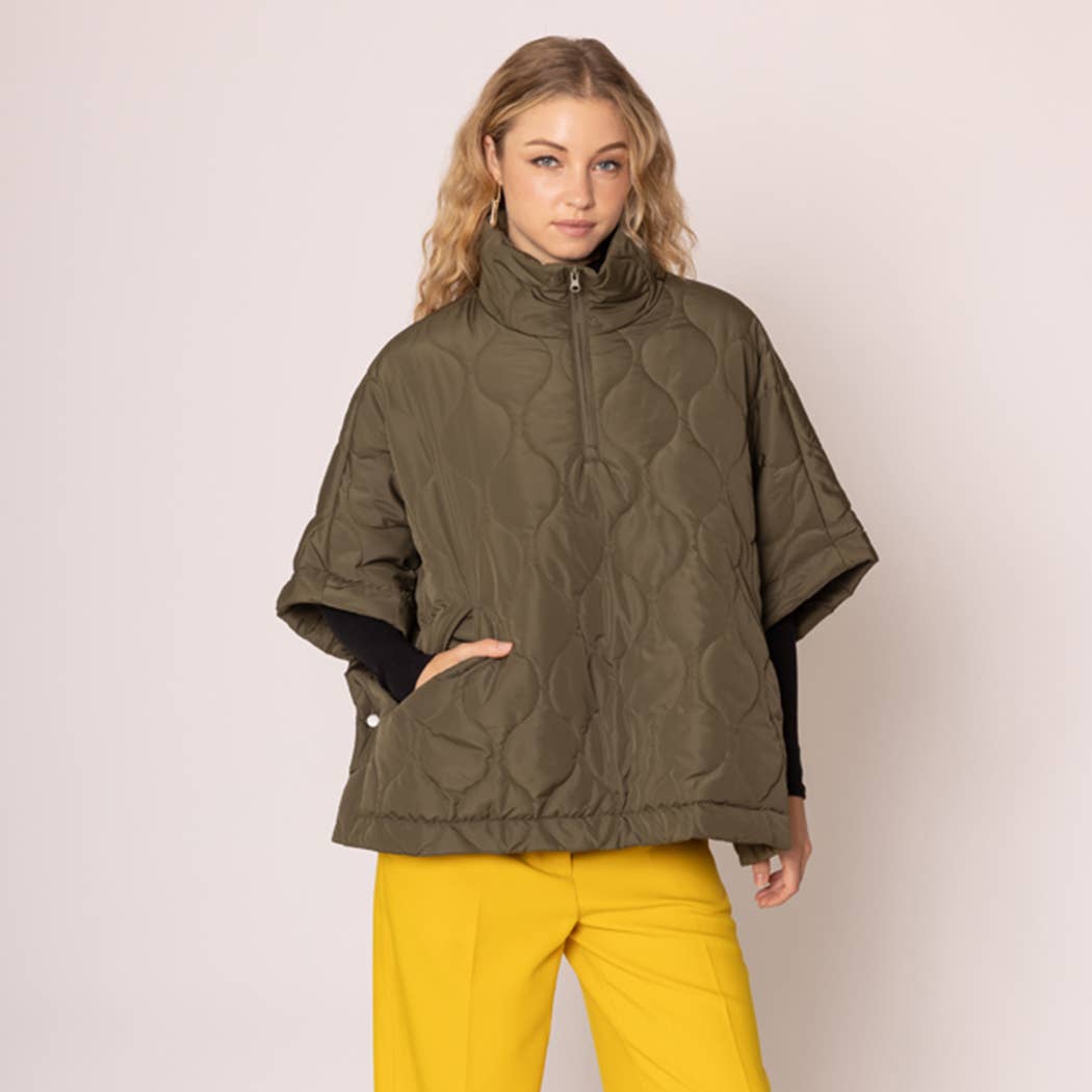 Quilted Cape Poncho Jacket : IVY / O/S