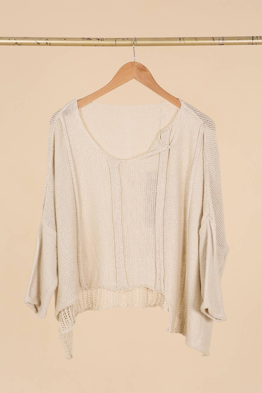 61113 100% COTTON SWEATER: Beige