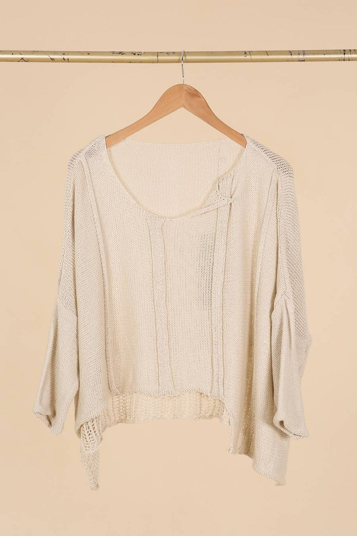61113 100% COTTON SWEATER: Beige