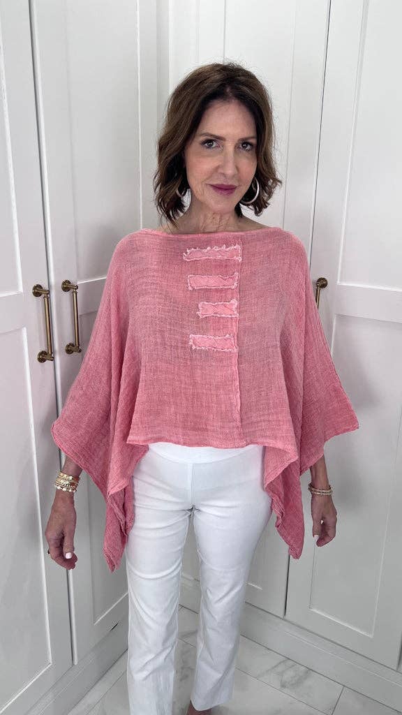 Hallie Crinkle Linen Top (BQ179):Gray