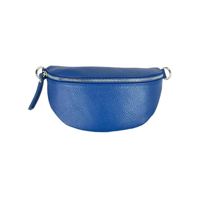 Italian Leather Waist Bag with Zipper: Taupe