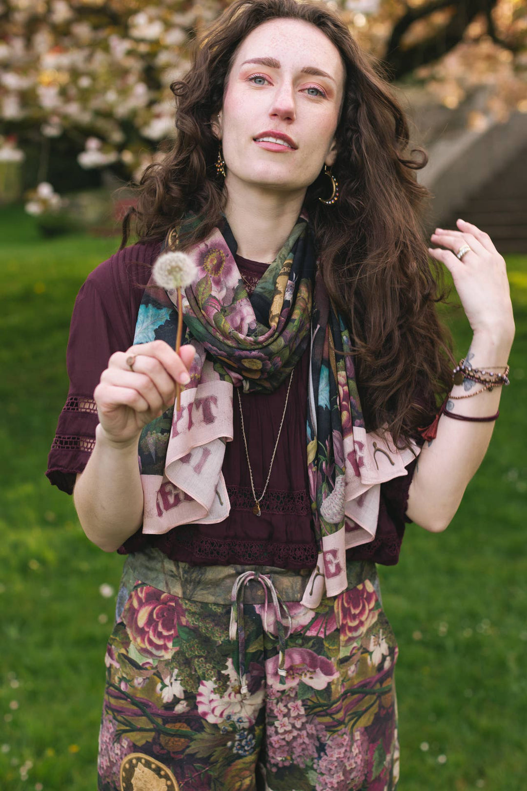 Make A Wish Floral Scarf w/ Wishbone, Dandelion