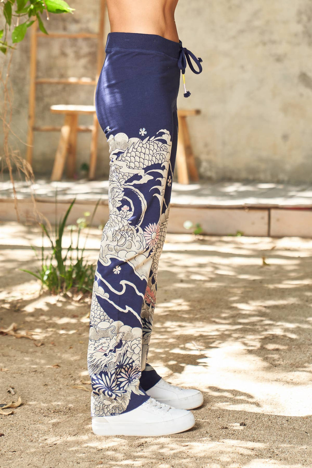 Dragon Print Pant: Navy / Small