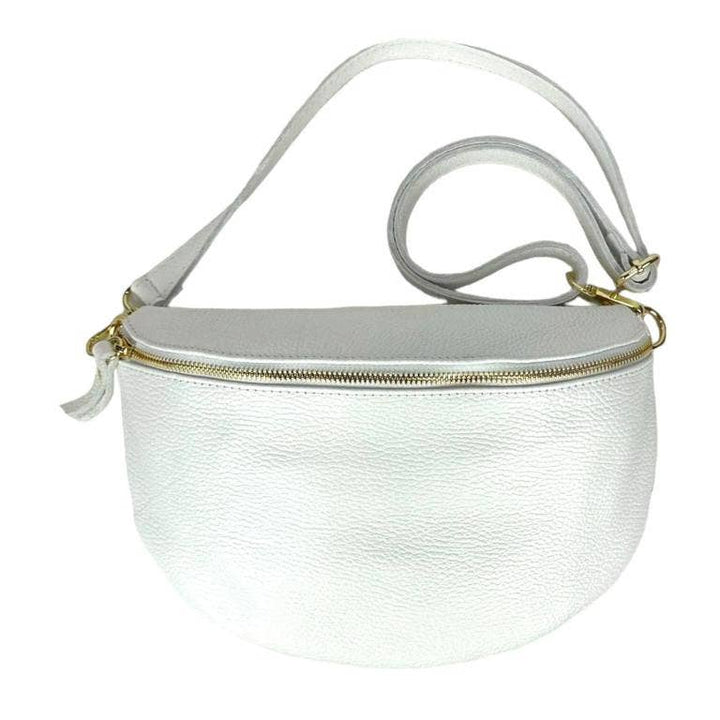 Large Italian Leather Waist Bag: Red