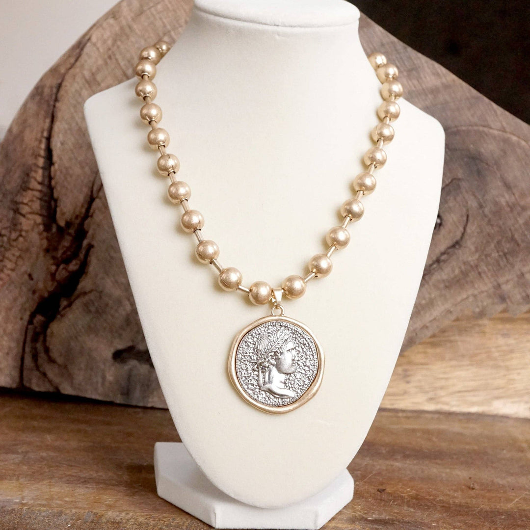 Coin Chunky Ball Chain  Neck: Silver