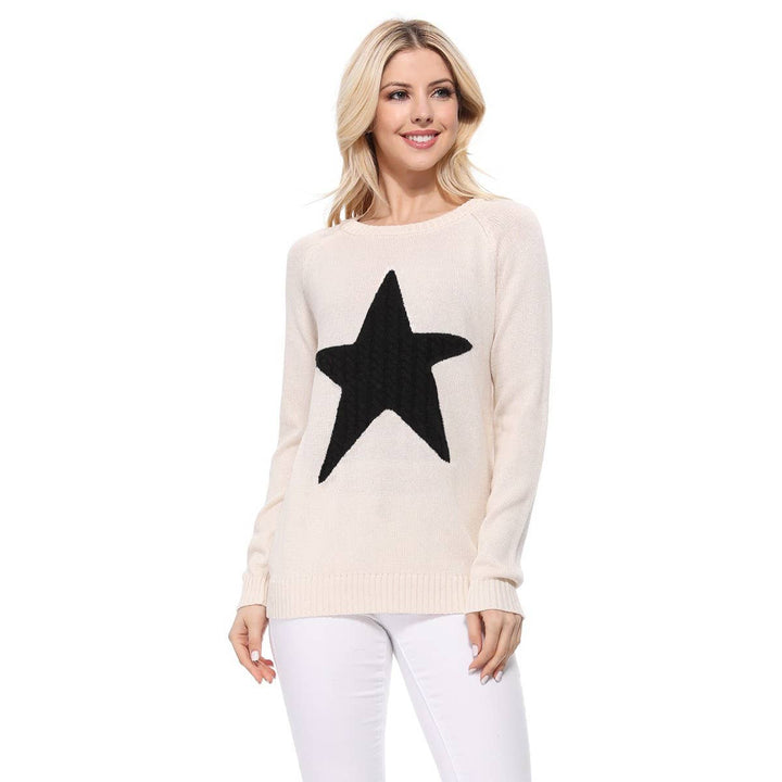 STAR SWEATER: BLACK/PINK / L
