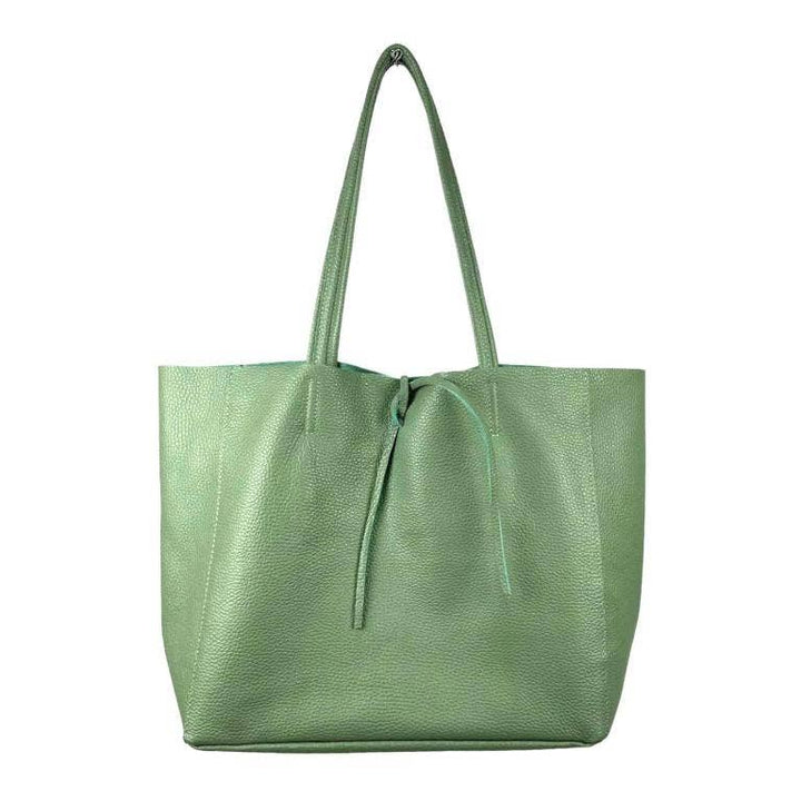 Leather Shopper: Taupe