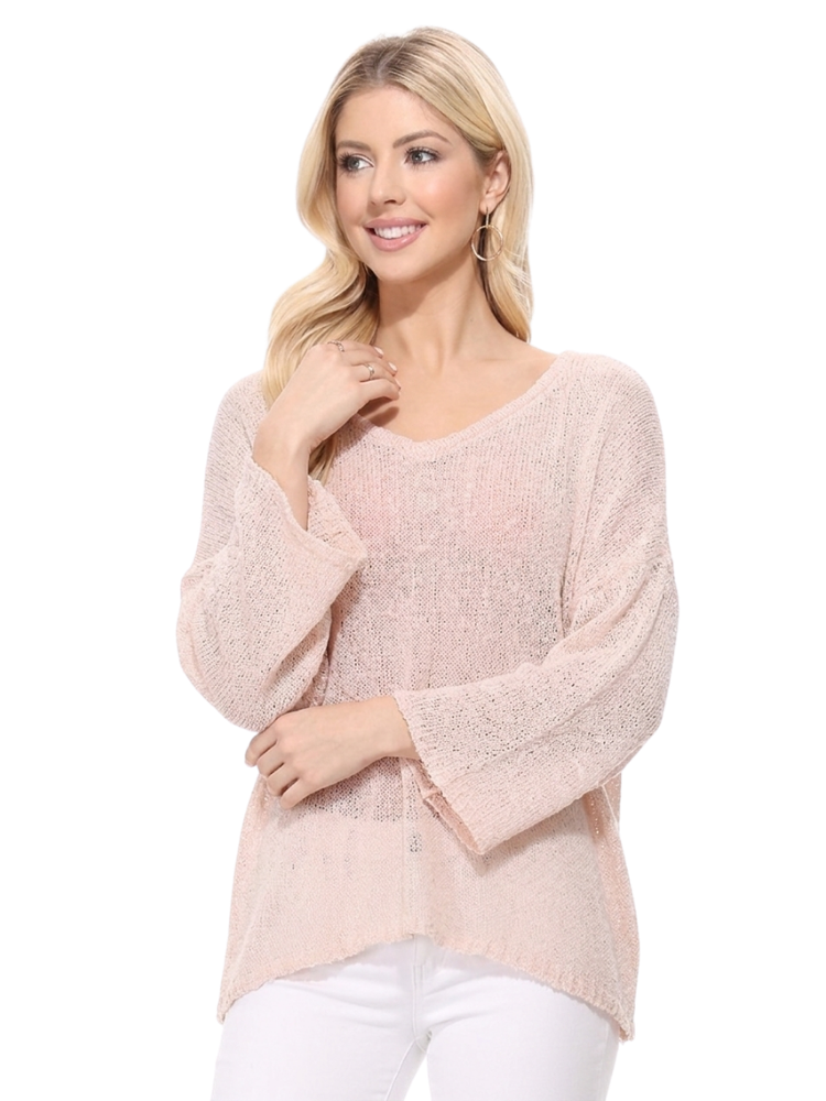 V-Nk Knit Top MK3662: BLACK / S