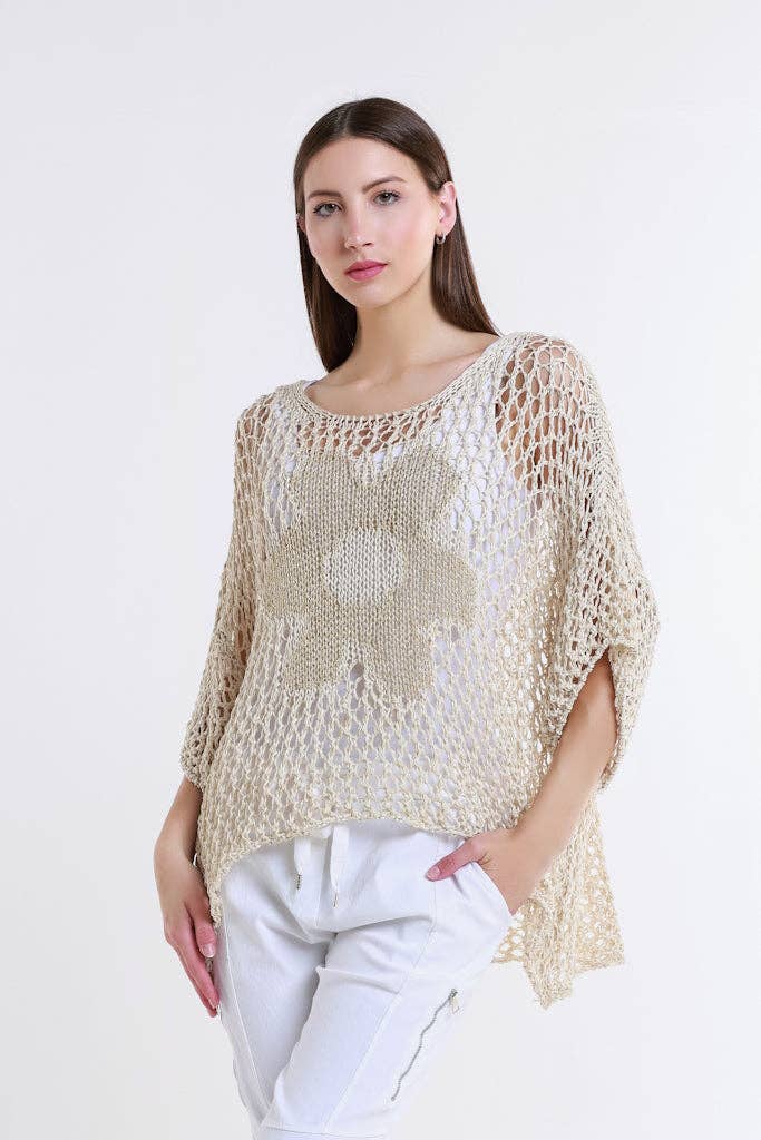 Daisy  Open Knit Sweater (BSS302D):White