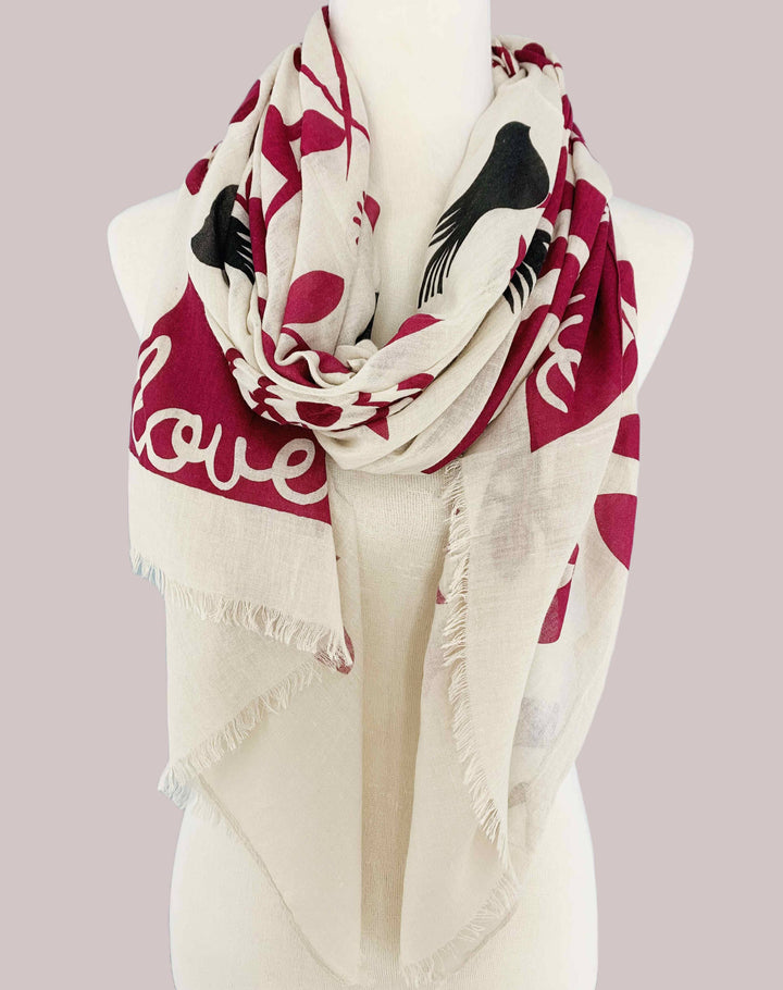 Tree of Life Scarf: Beige-Blue