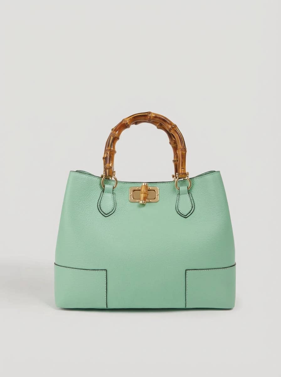 Bamboo Bag in Leather – Made in Italy Nero