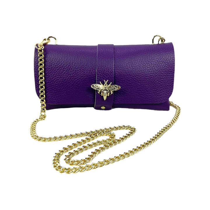 Grain Leather Bag with Dragonfly Clasp: Bordeaux