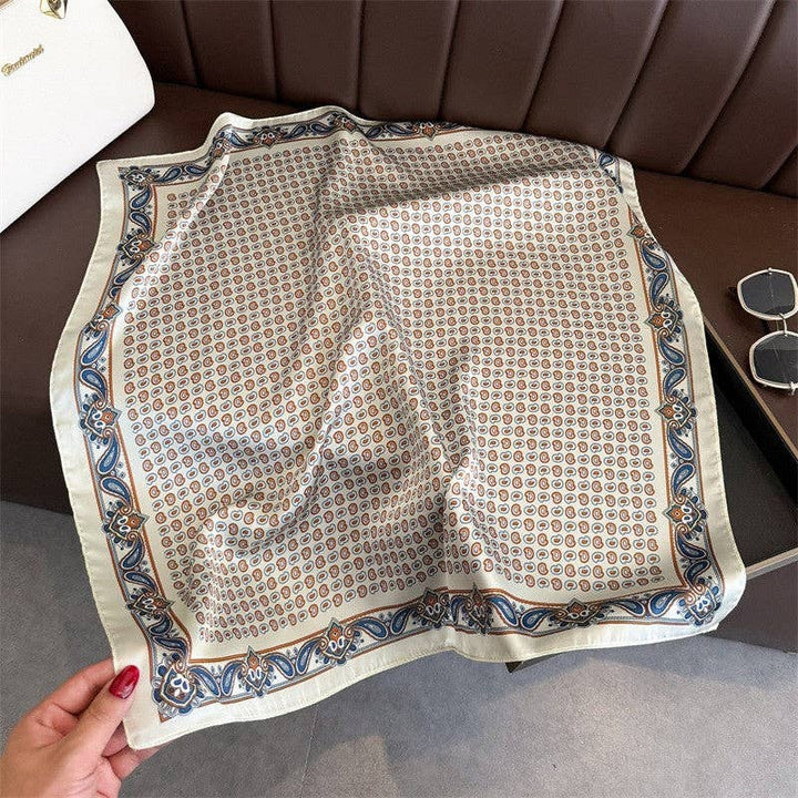 Sheer Trend - Fashion Print Square Scarf: MING BLUE