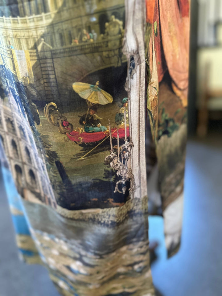 Secret Garden Long Duster Bamboo Kimono Robe with Swan