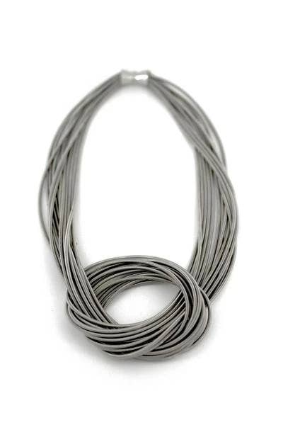 Sea Lily - 700 - Pianowire Large Knot Necklace in Silver