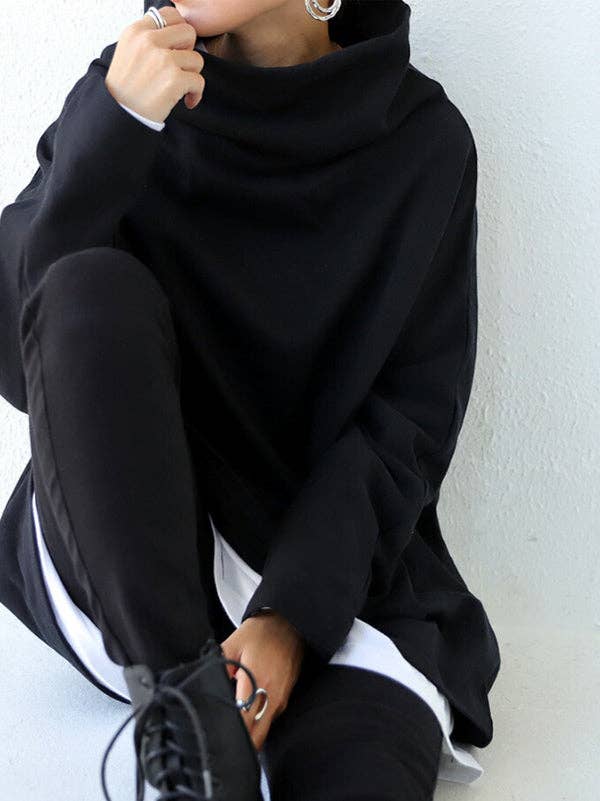 Black&Gray High-Oversize T-Shirt: BLACK / XL