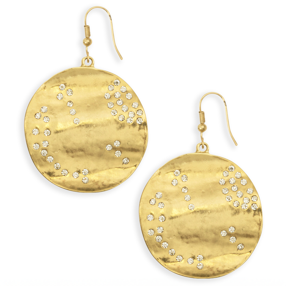 Wavy disc dangle earrings: SILVER