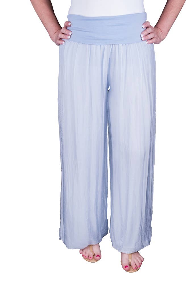 Foldover Waist Silk Pant (PL203):Black