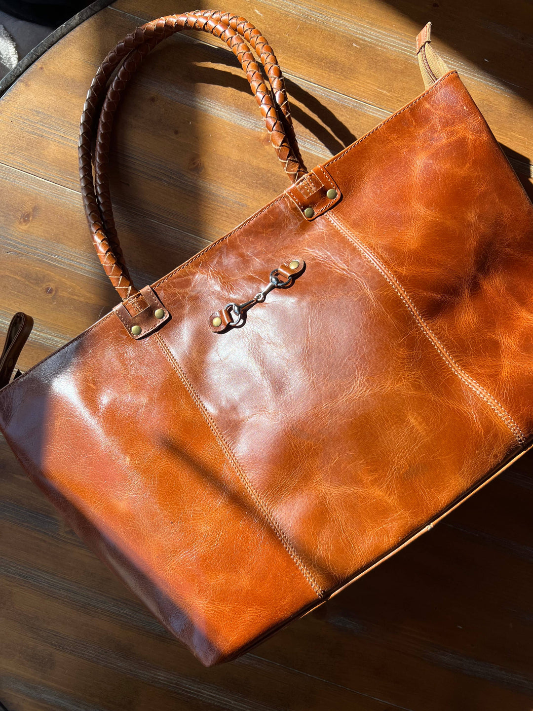Equipage - Equestrian Snaffle Bit Newmarket Leather Tote Bag Purse