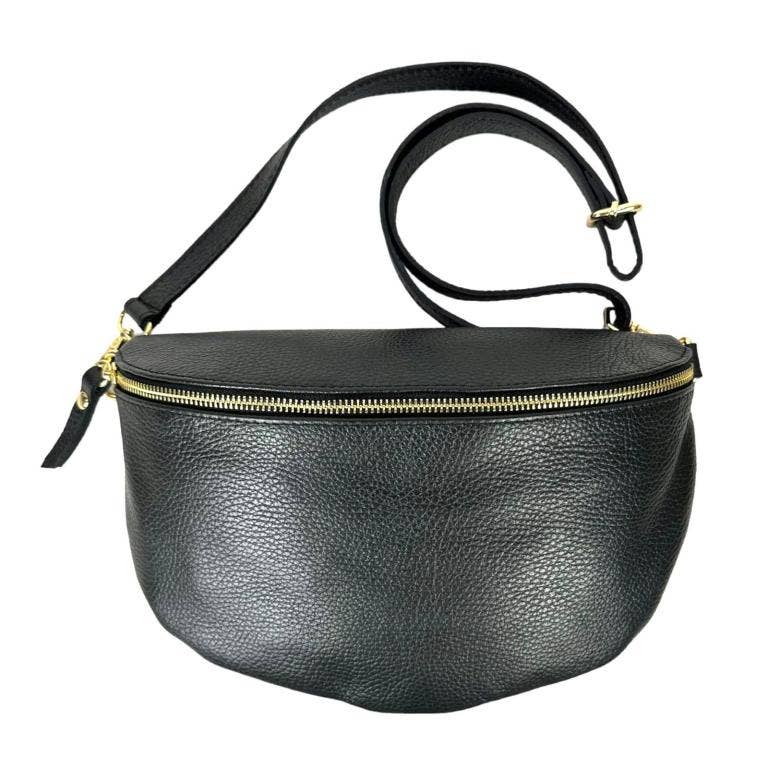 Large Italian Leather Waist Bag: Red