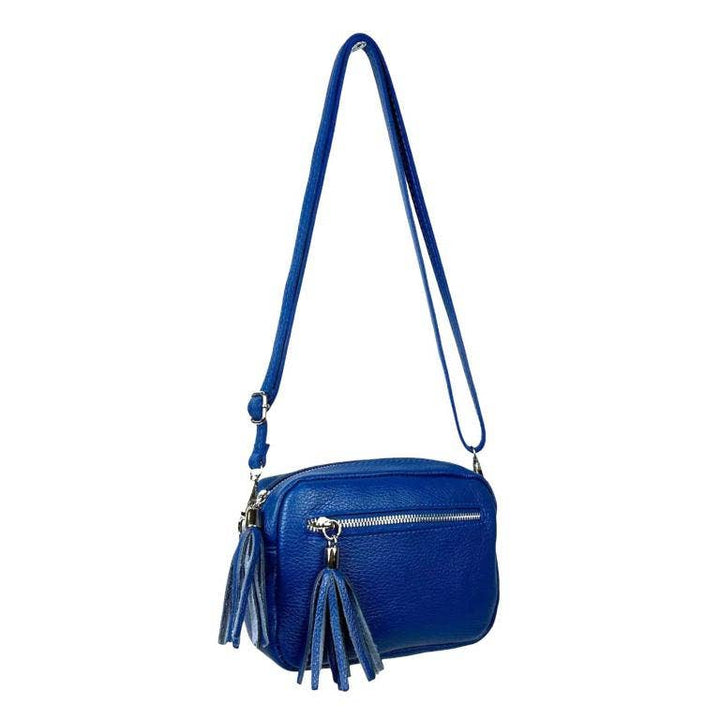 Leather shoulder bag with fringe: Grass Green