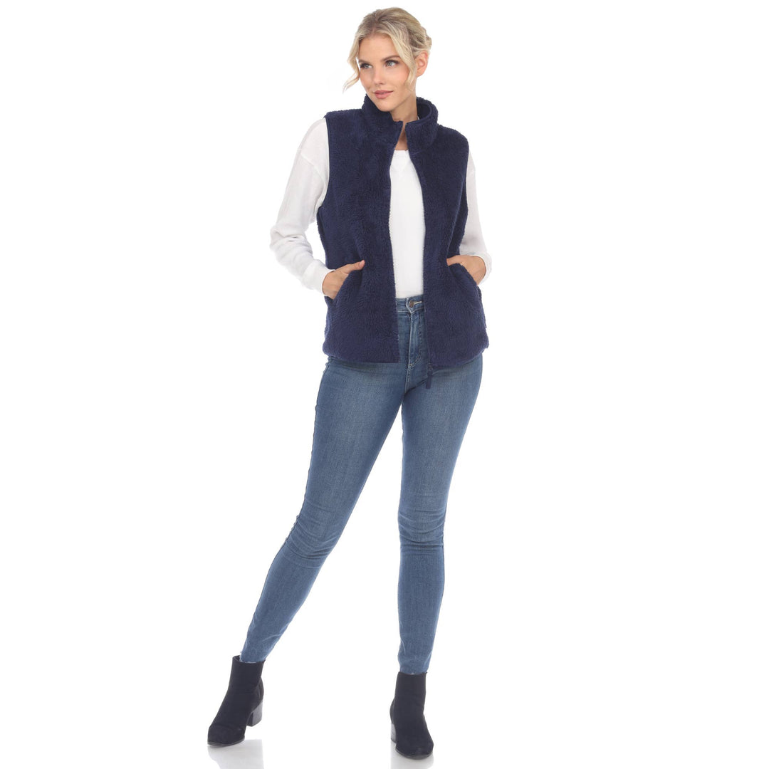 Zip up sherpa vest: Black / XL