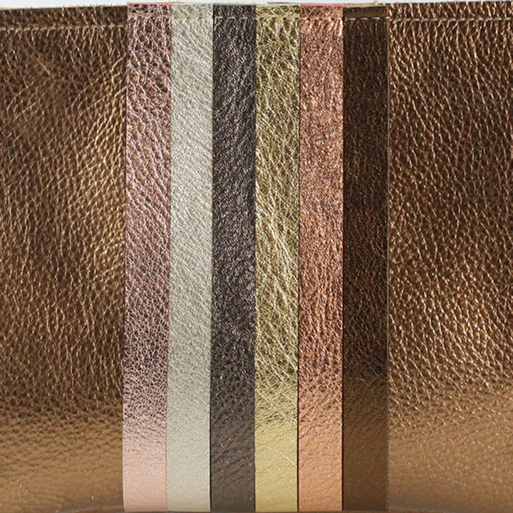 Neutral Stripe Taylor Crossbody: Gunmetal with Neutral Rainbow Stripes / Unlined / 9"x7.5"