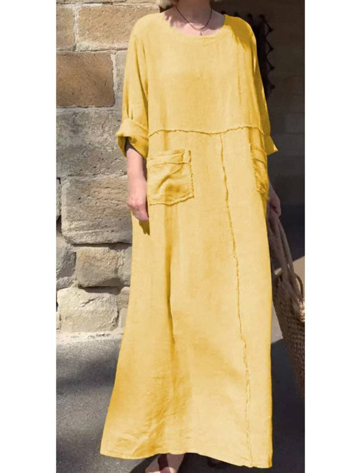 Pocket Maxi Dress: APRICOT / S