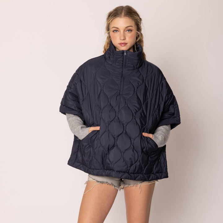 Quilted Cape Poncho Jacket : BGE / O/S