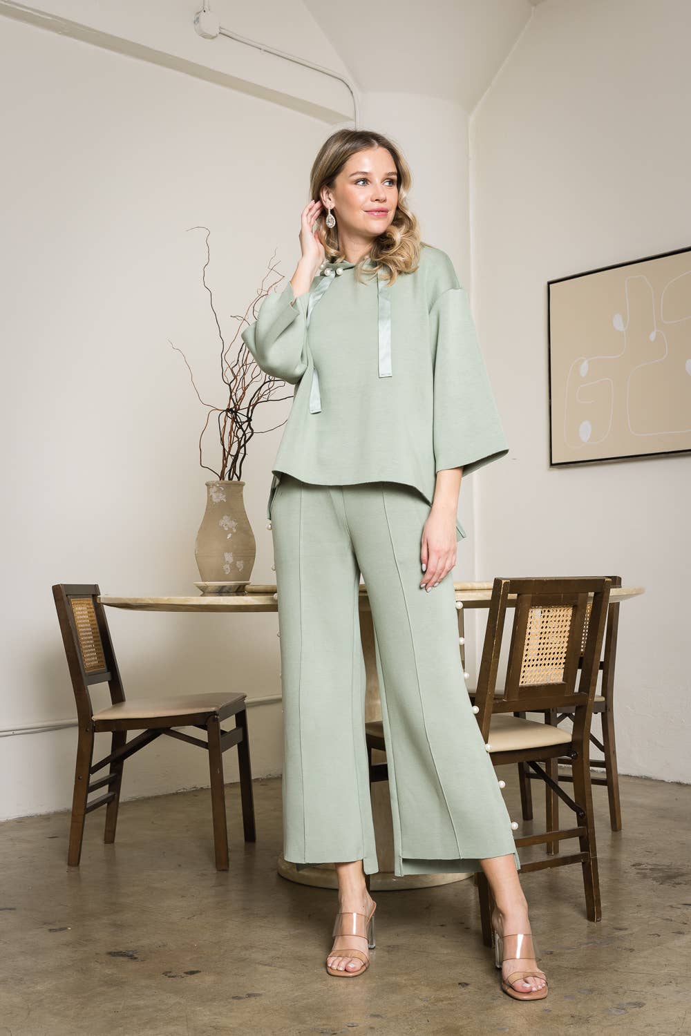 Farrah Scuba Pearl Long Pant: Black/ XL / 7426FT