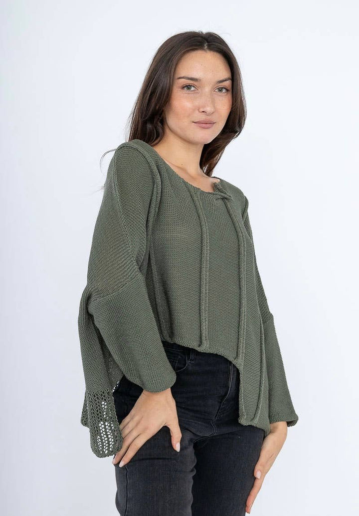 61113 100% COTTON SWEATER: White