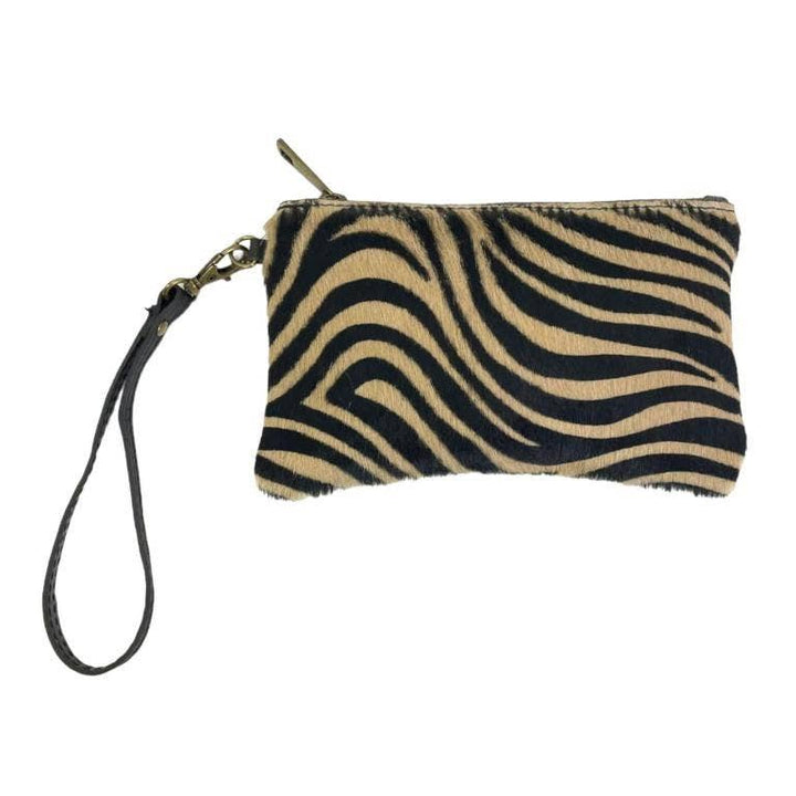 Leather handbag: White Zebra