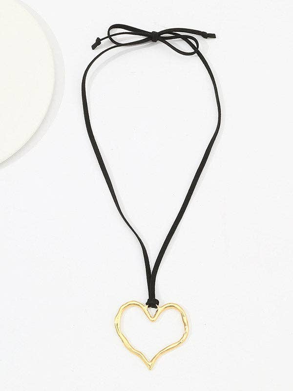 Heart Shape Hollow Necklaces Accessories: GOLD / One_size