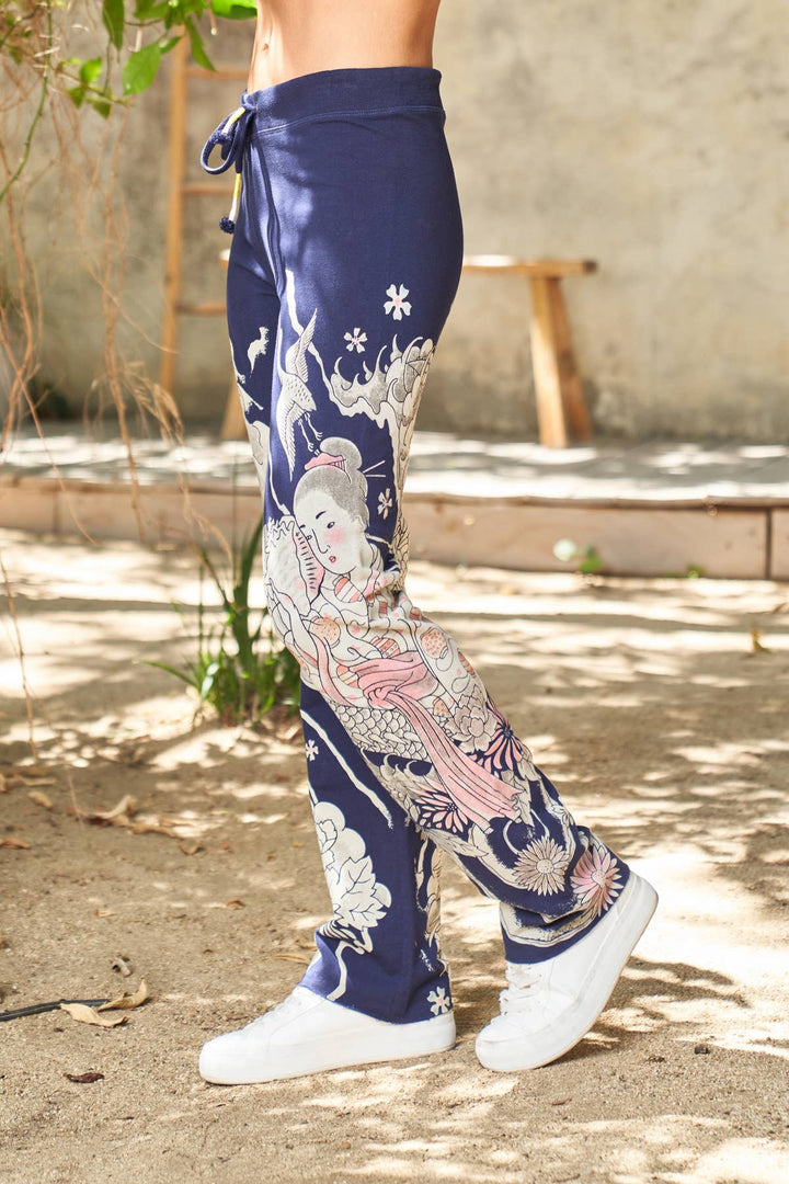 Dragon Print Pant: Navy / XL