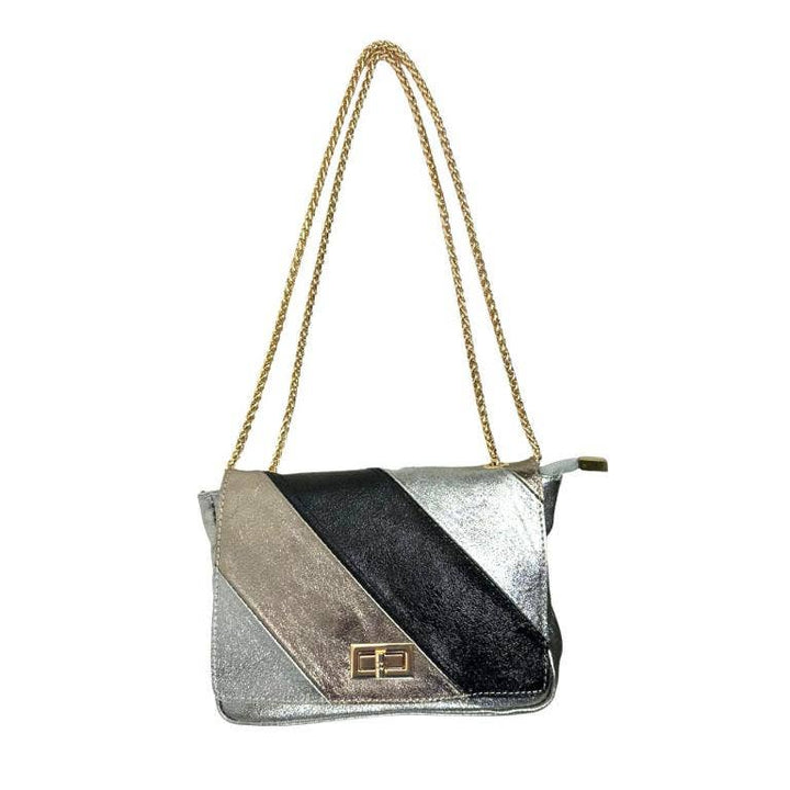Multicolored Leather Bag: Silver