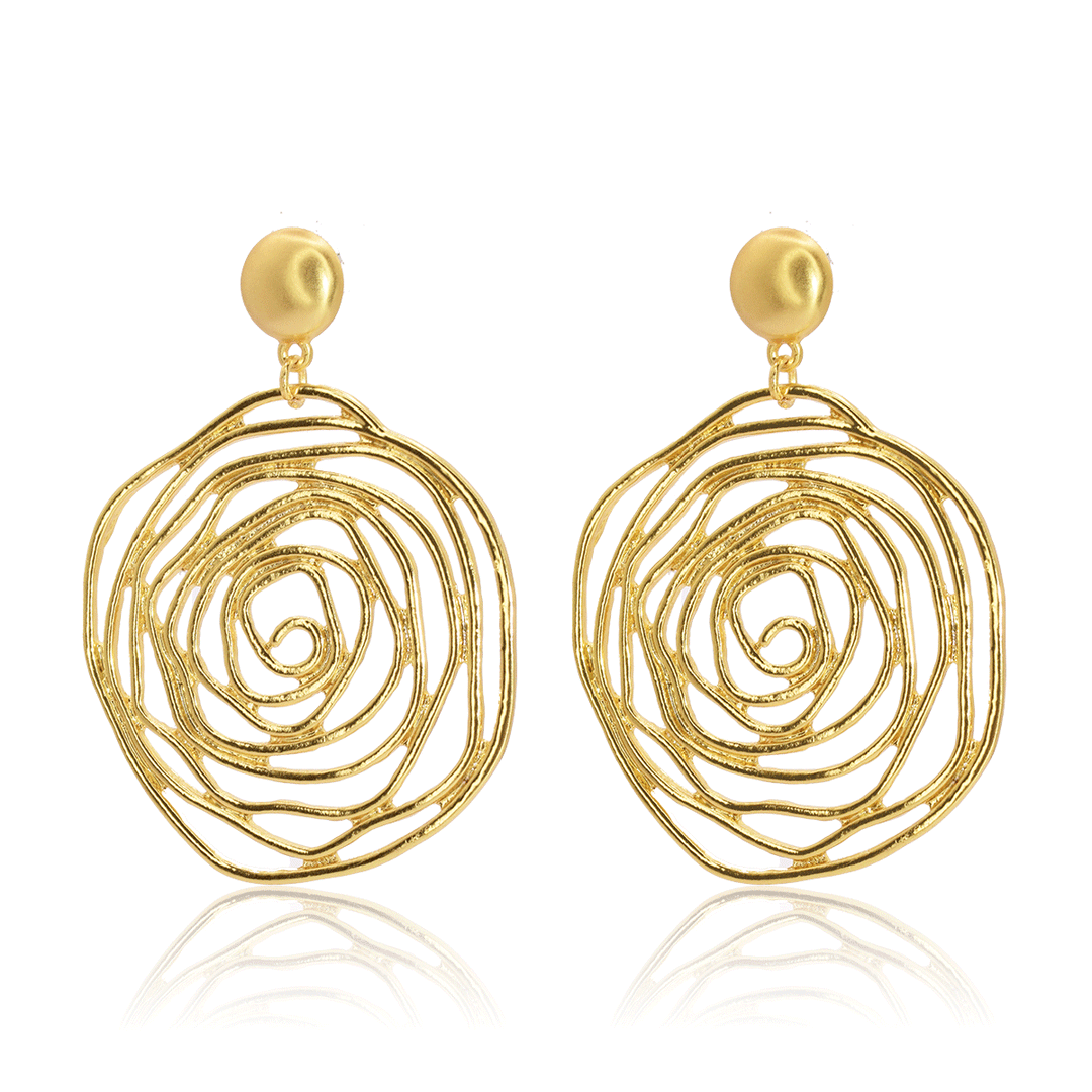 Rose cut out drop earrings: GOLD