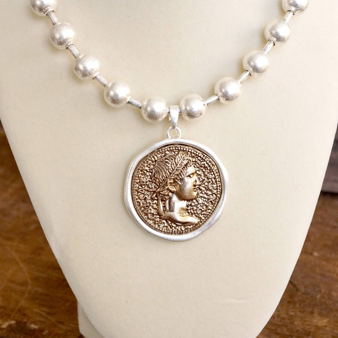 Coin Chunky Ball Chain  Neck: Silver