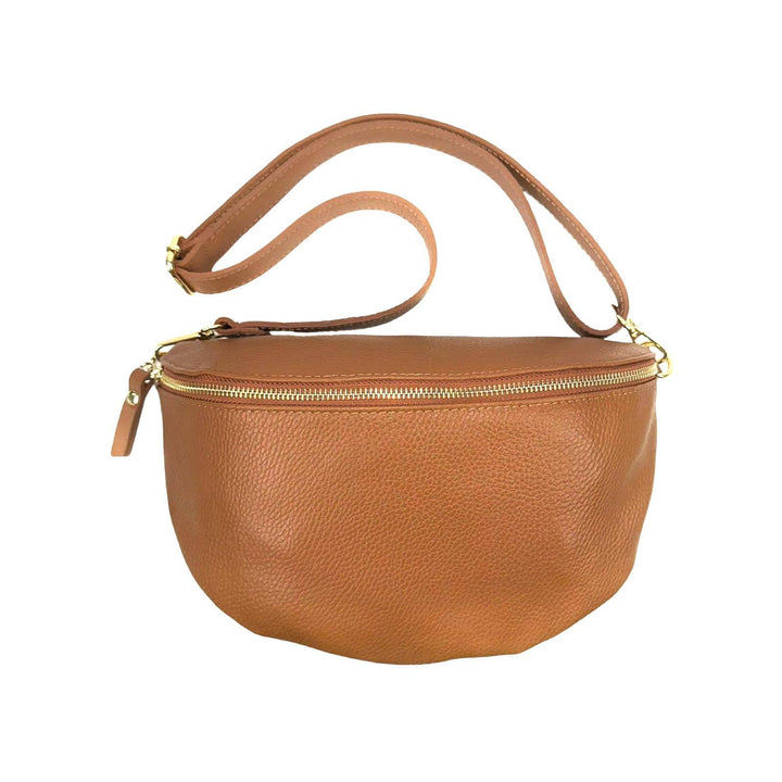 Large Italian Leather Waist Bag: Red