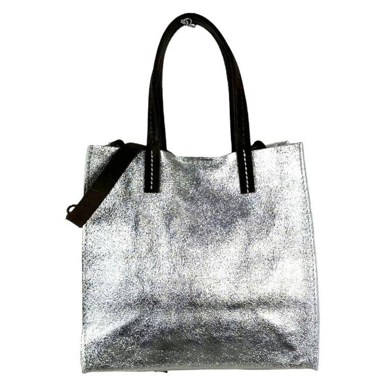 Shiny Leather Shopper Bag: Fuchsia