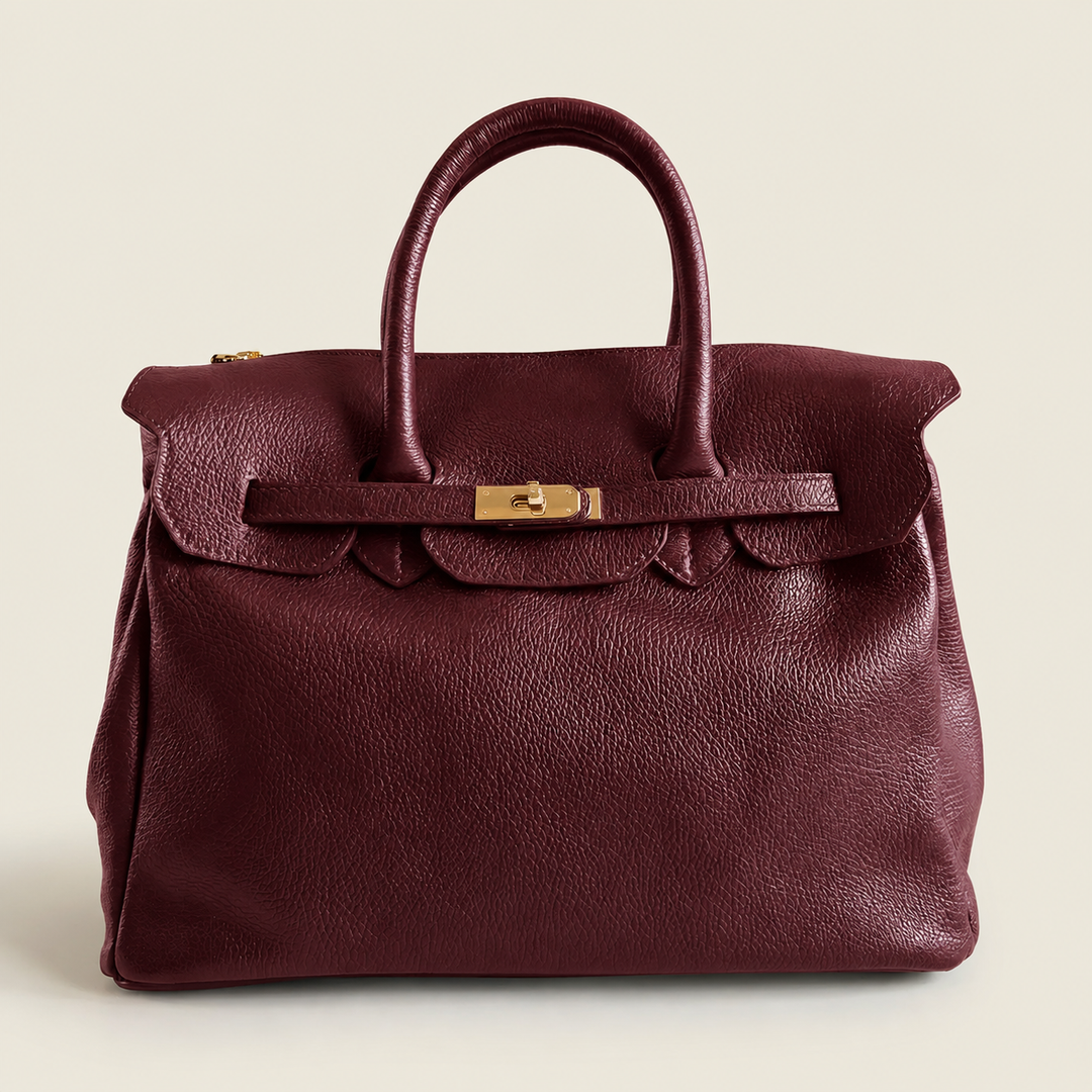 Maxi Bag Leather Made in Italy: Cognac