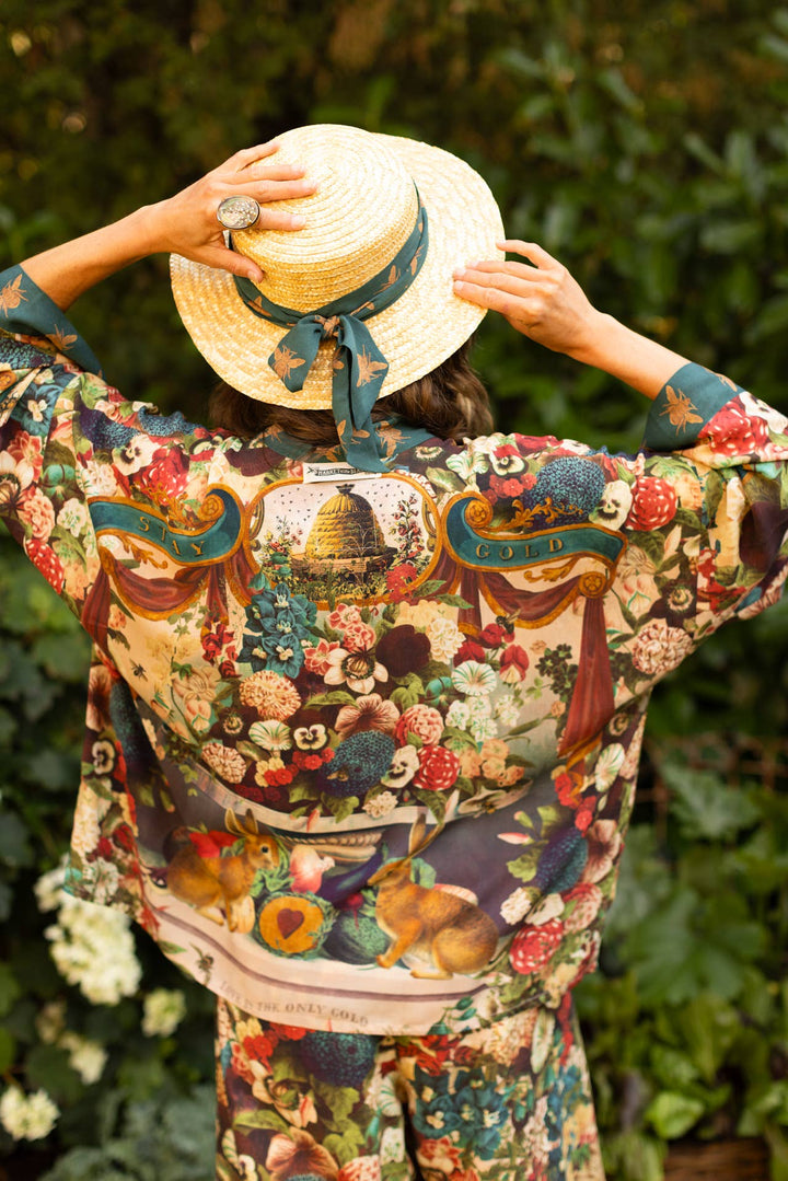 Cropped Kimono w/ Rabbits and Bees