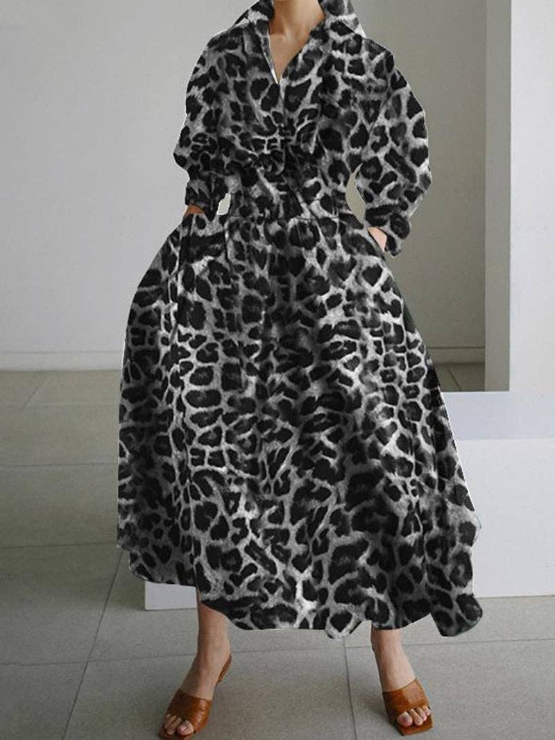 Leopard Print Maxi Dress: LEOPARD / M
